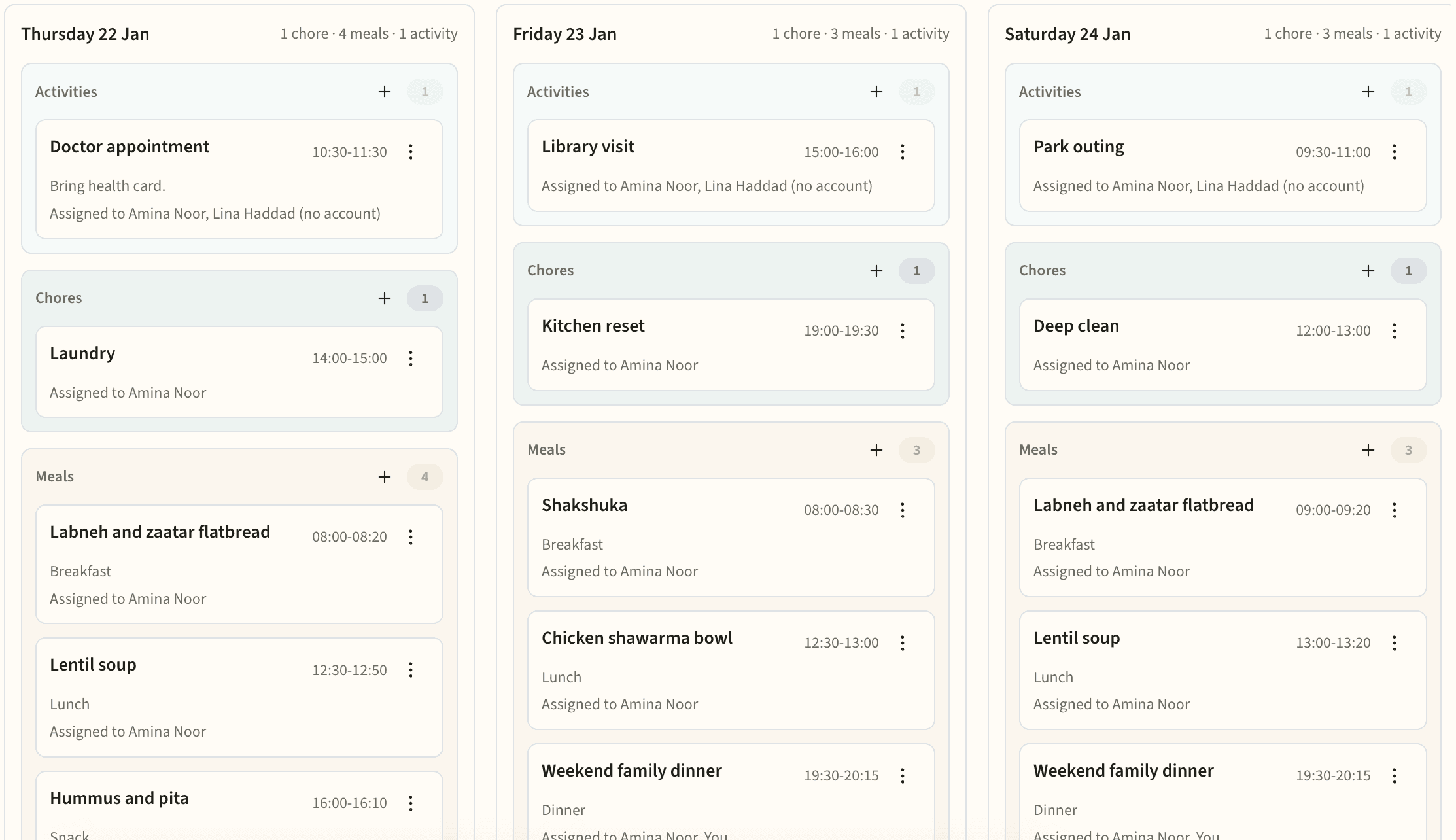 Weekly planner board